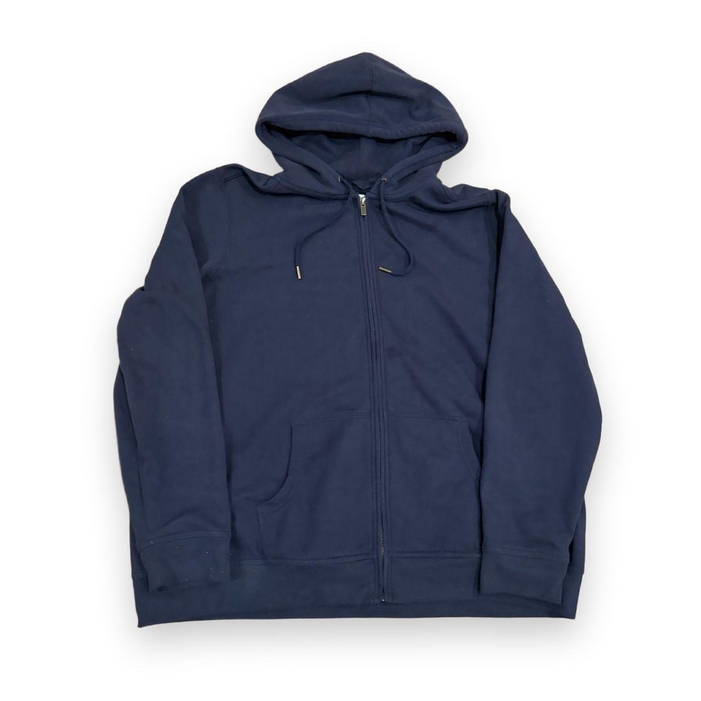 LL Bean Womens Navy Blue Full Zip Hoodie Sweatshirt 2X Plus Fits XL